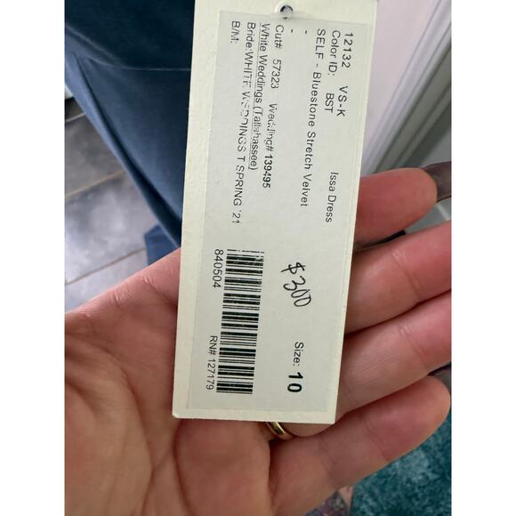 jenny yoo collection nwt "issa" floor length blue velvet gown womens size 10 - Picture 7 of 8